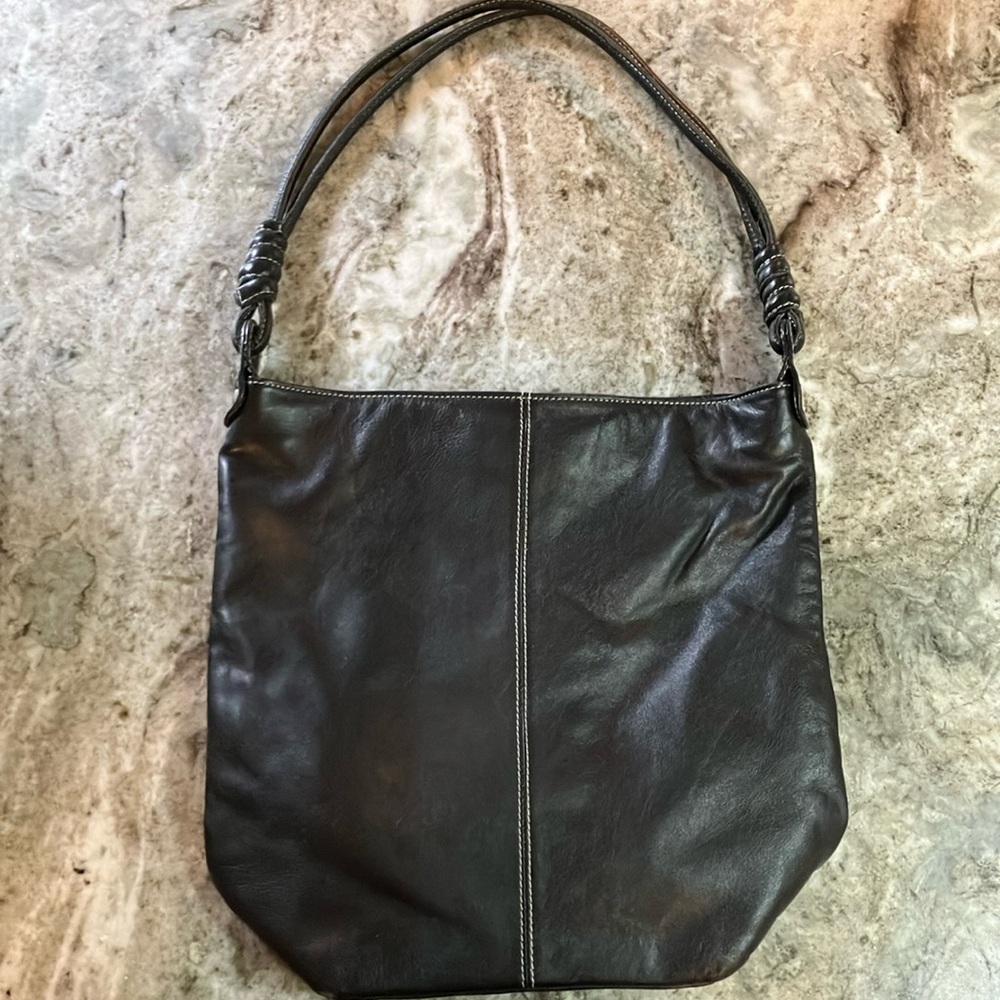 Vintage Nino Bossi Genuine Leather Hobo Shoulder Bag Black - Picture 2 of 8